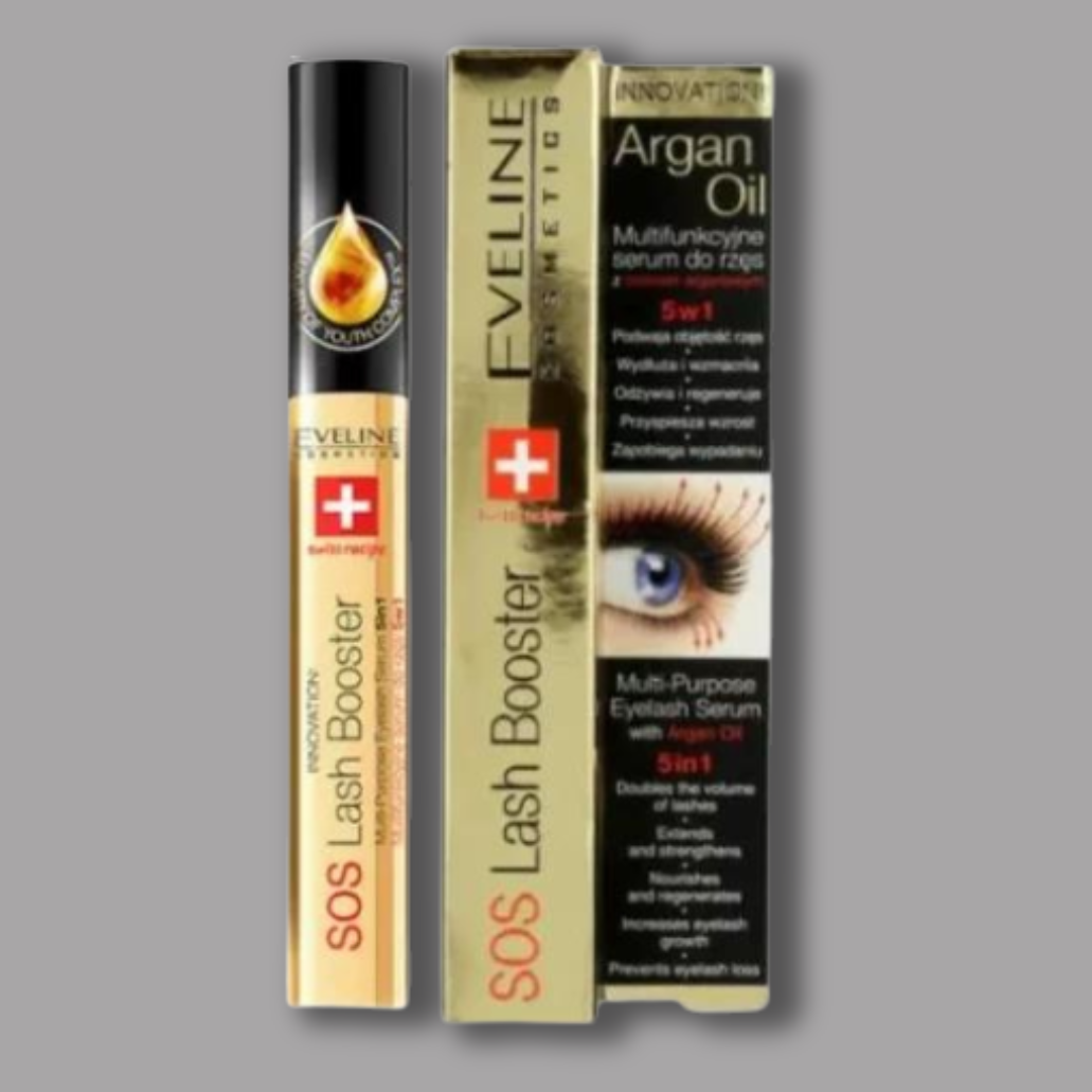 Eveline SOS Lash Booster Multi-Purpose Eyelash Serum with Argan Oil 5 in 1